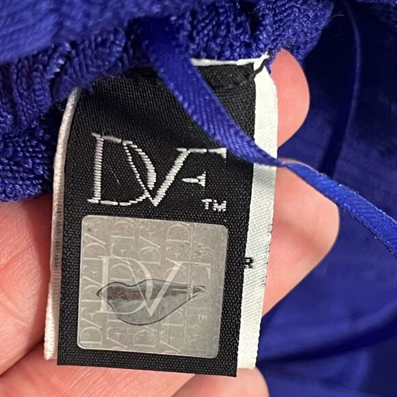 Diane Von Furstenberg Bandage Bodycon Dress S/M Blue Knit Long Sleeve Cocktail - Picture 8 of 9